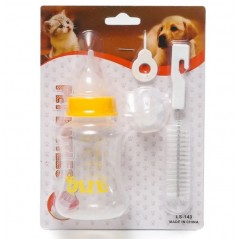 Biberon pentru animale, 150 ml, cu 2 tetine, perie, ac de curatare
