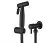 Set cap dus cu functie bideu, inox, cu pulverizator, suport, furtun, maner comutator, Negru Set cap dus cu functie bideu, inox, cu pulverizator, suport, furtun, maner comutator, Negru