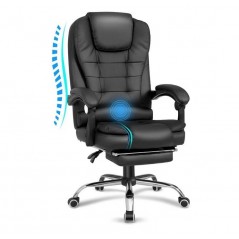 Scaun de birou directorial cu masaj prin vibratii, ergonomic, cu spatar rabatabil si suport de picioare din piele ecologica