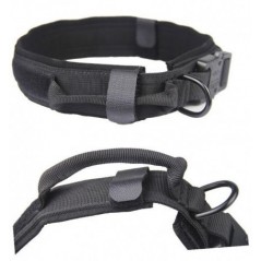 Zgarda tactica personalizata pentru caini, foarte rezistenta, nylon, maner de control