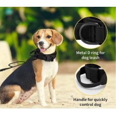 Zgarda tactica personalizata pentru caini, foarte rezistenta, nylon, maner de control