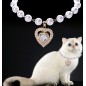 Colier cu perle, diamant si pandantiv in forma de inima pentru pisici si caini Colier cu perle, diamant si pandantiv in forma de inima pentru pisici si caini