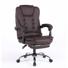 Scaun de birou directorial cu masaj prin vibratii, ergonomic, cu spatar rabatabil si suport de picioare din piele ecologica