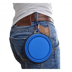 Castron  pliabil  din silicon, portabil, pentru animale de companie, albastru