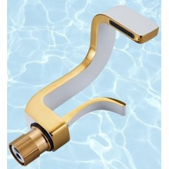 Baterie Lavoar Baie Eleganta, Design Modern, Auriu si Alb